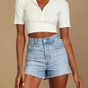 Ribcage Medium Wash Denim High-Rise Cutoff Shorts